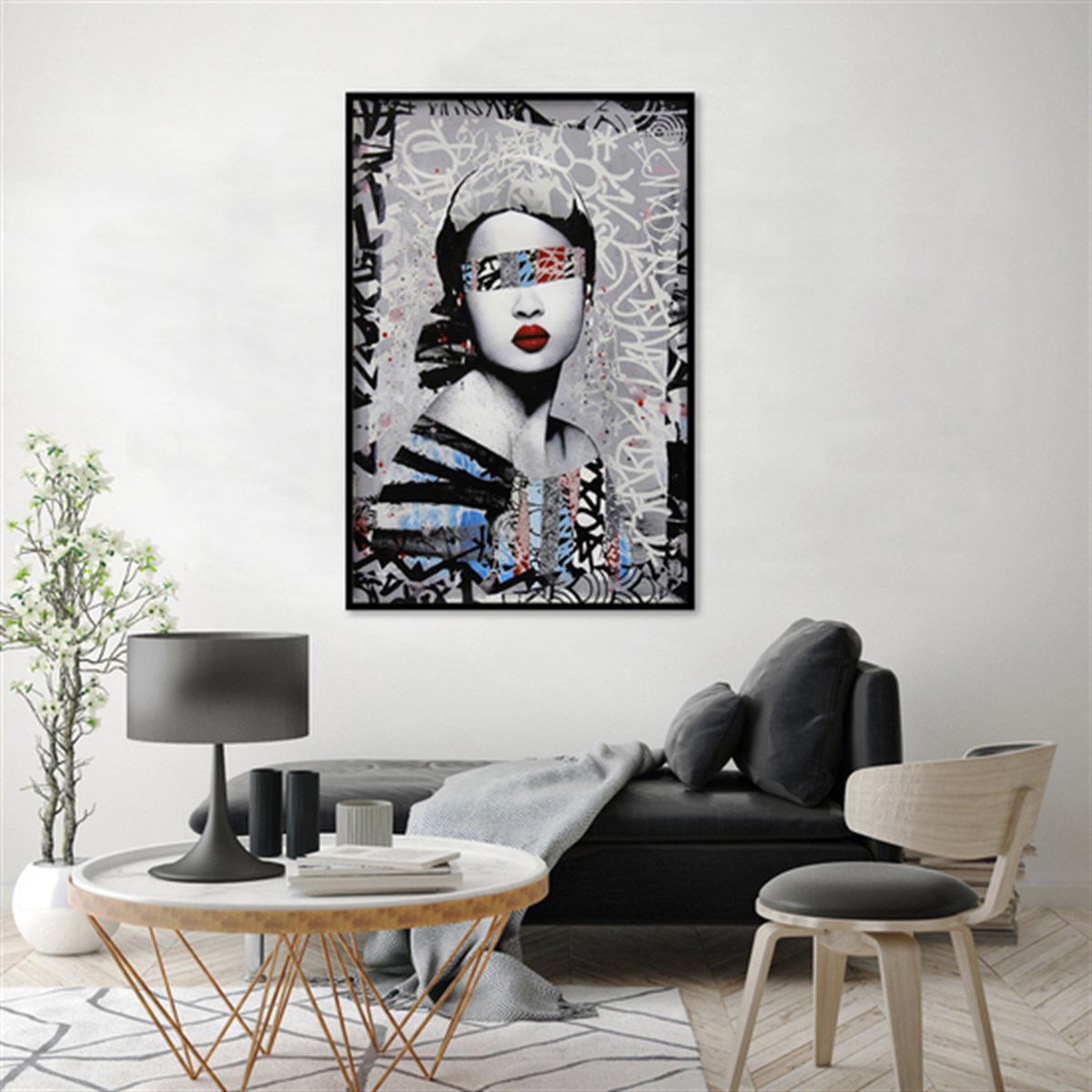 Monochrome Beauty - Yağlı Boya Dokulu Tablo