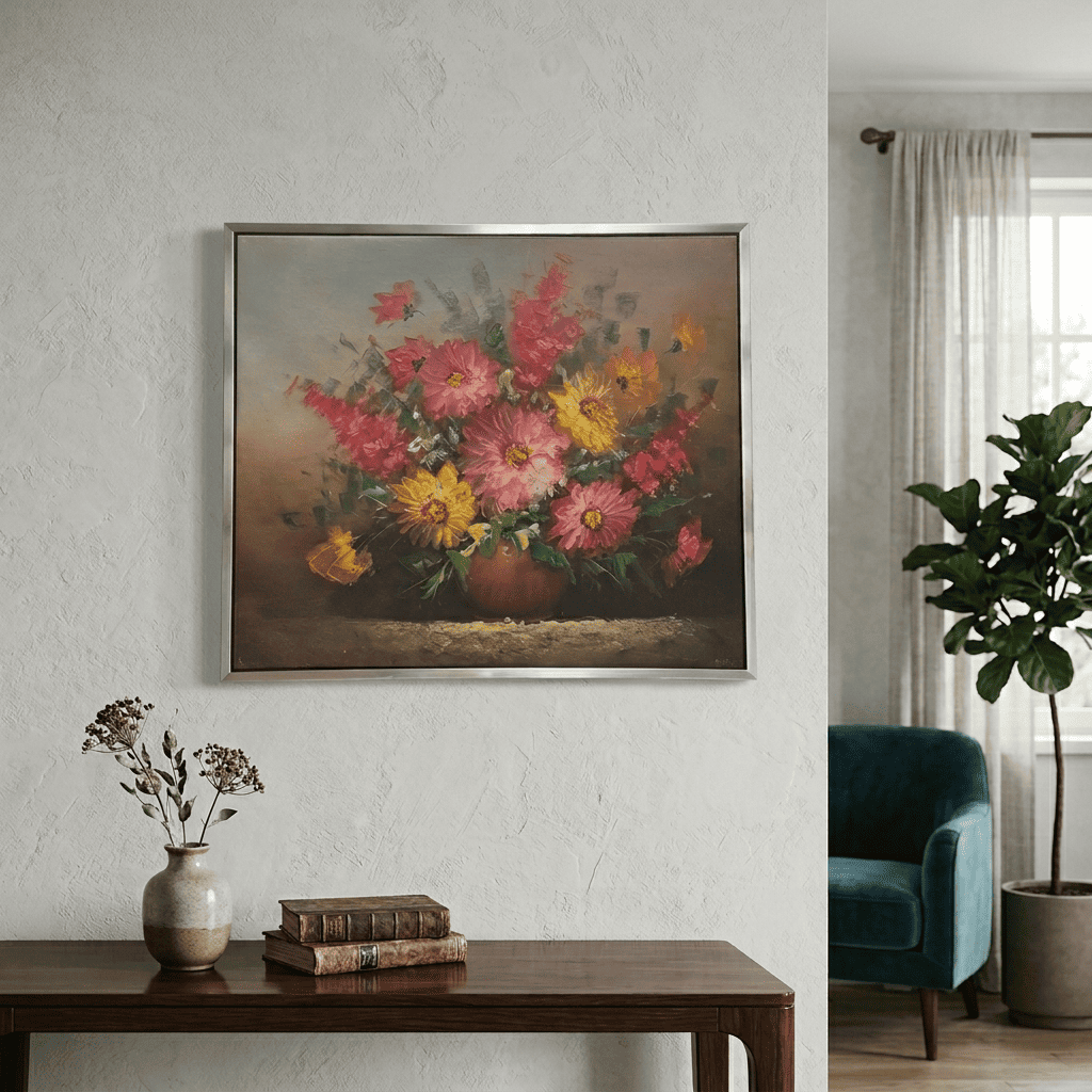 Naturmort 2 Handmade Tamamı Yağlı Boya TabloYağlı Boya Dokulu Çiçek TablolarıTablolife