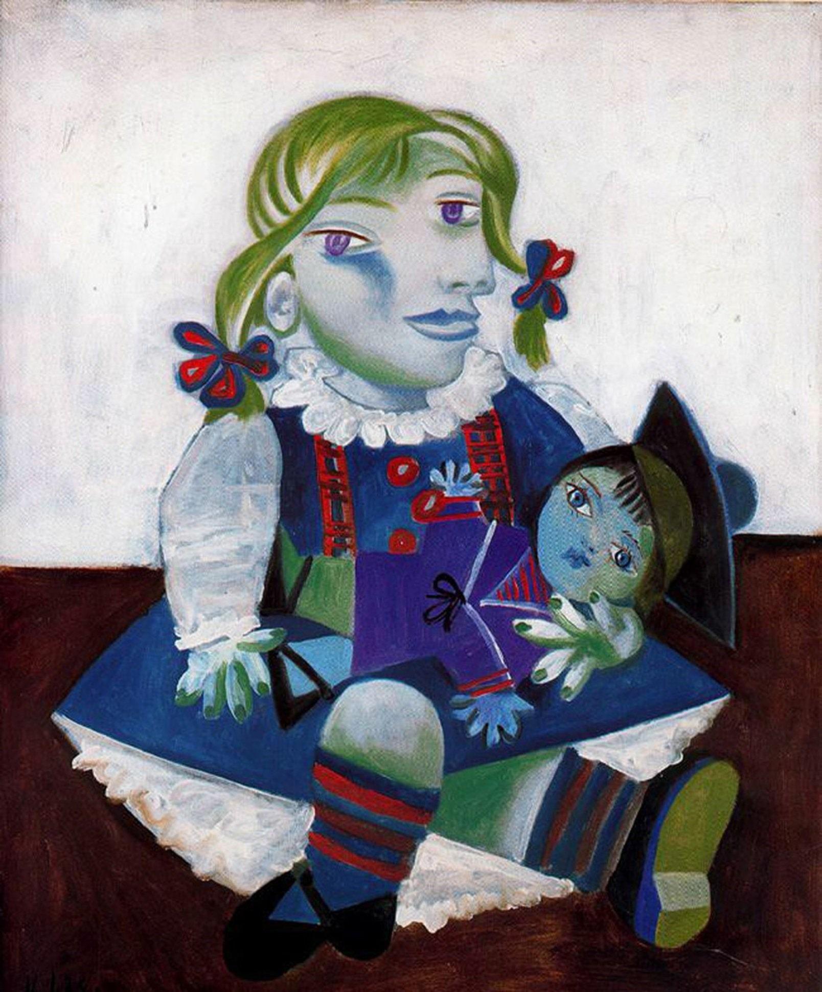 Pablo Picasso Portrait of Maya with her Doll Kanvas TabloKlasik TablolarTablolife
