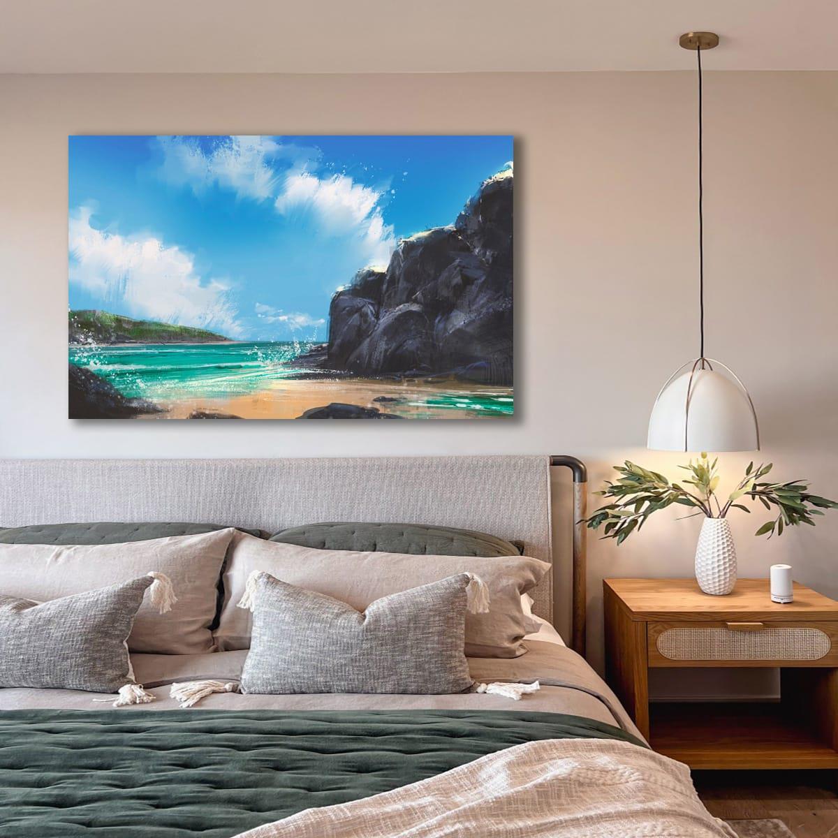 Plaj Yağlı Boya Dokulu TabloYağlı Boya Dokulu Manzara TablolarıTablolife.com