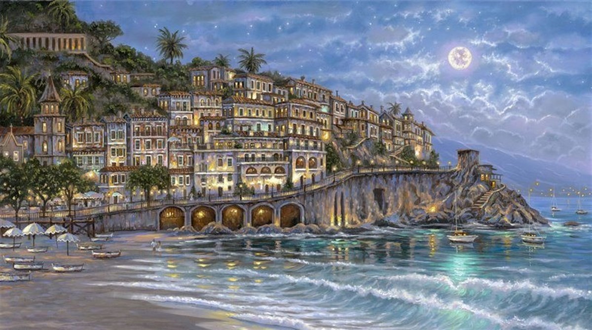 Sahilde Akşam - Kanvas Tablo