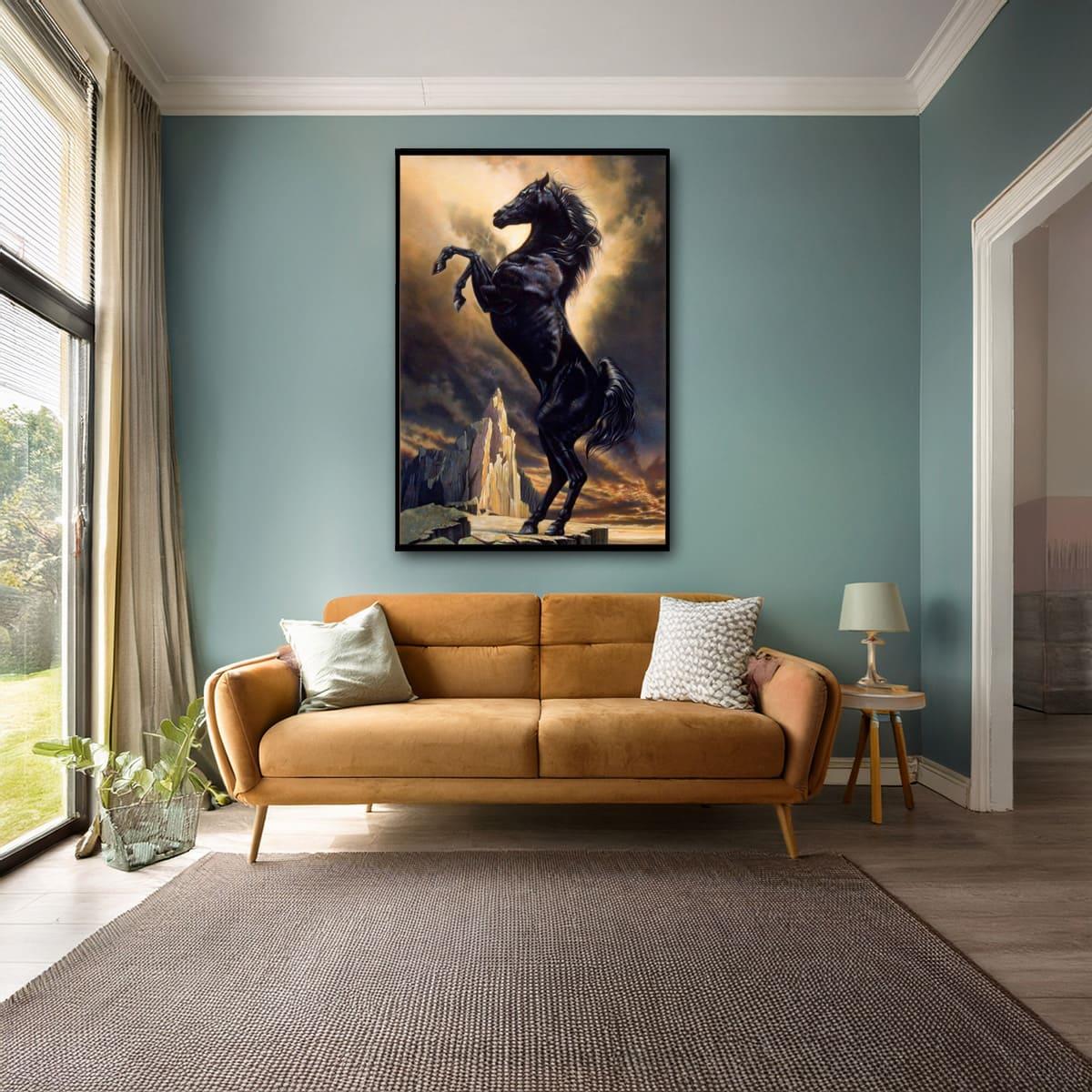 Şahlanan At Yağlı Boya Dokulu TabloYağlı Boya Dokulu Soyut TablolarTablolife