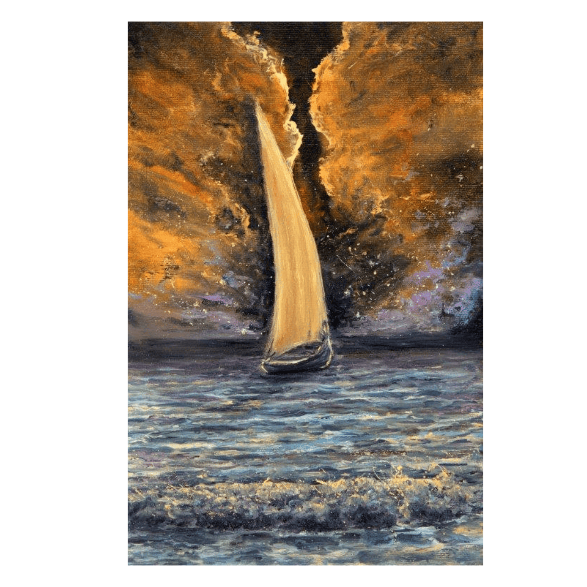 Sailing İn The Storm Yağlı Boya Dokulu TabloYağlı Boya Dokulu Soyut TablolarTablolife