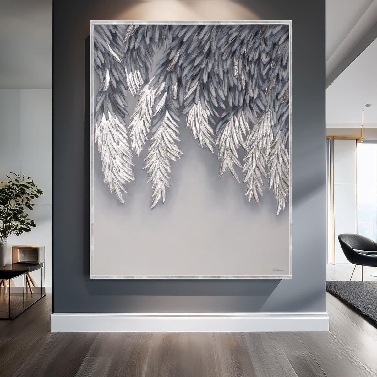 Sarkan Dallar Yağlı Boya Dokulu TabloYağlı Boya Dokulu Çiçek TablolarıTablolife