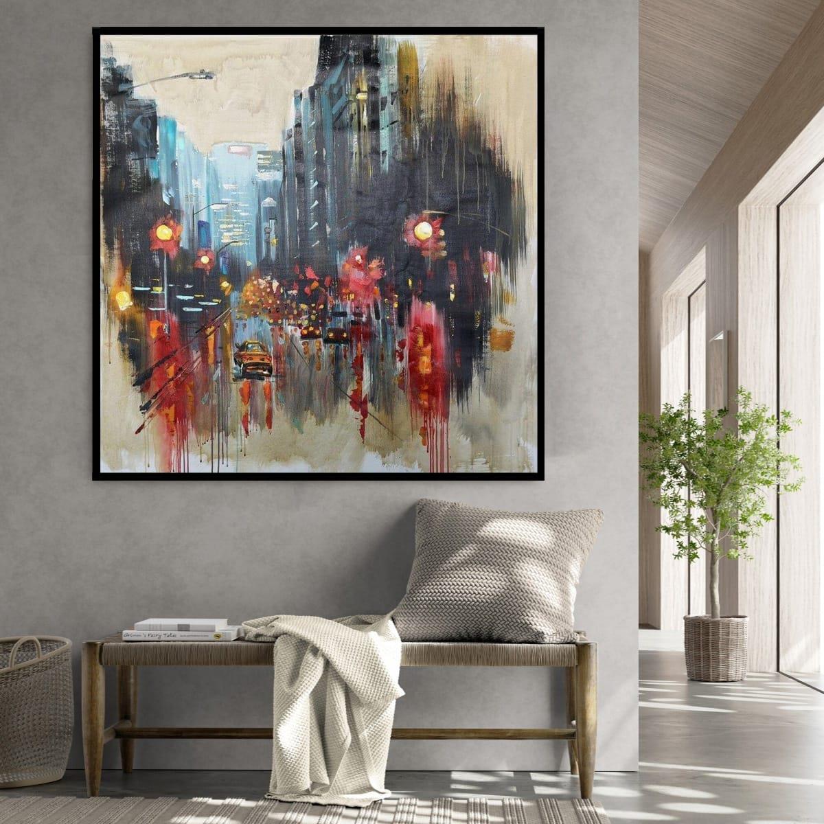 Şehir Yağlı Boya Dokulu TabloYağlı Boya Dokulu Şehir TablolarıTablolife.com