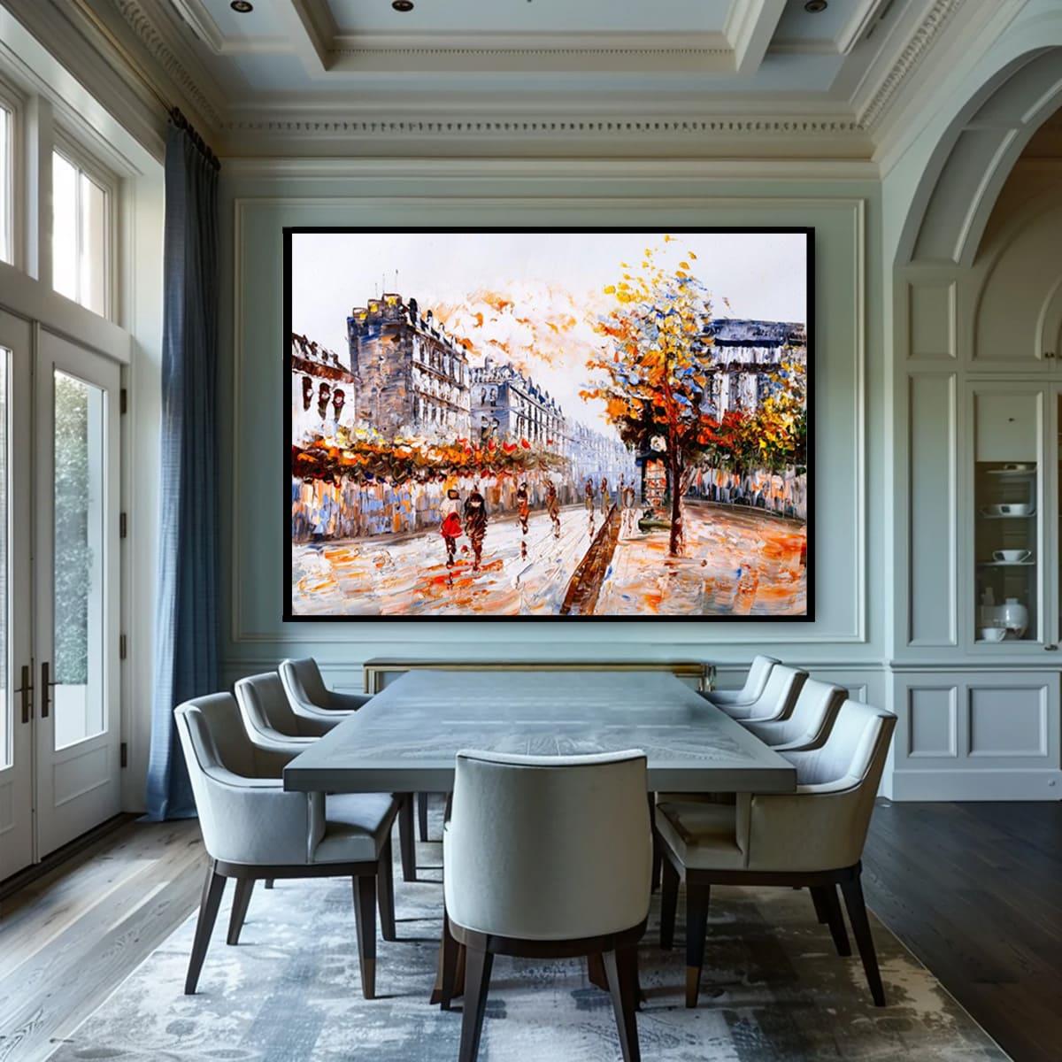 Şehirde Sonbahar Yağlı Boya Dokulu TabloYağlı Boya Dokulu Soyut TablolarTablolife