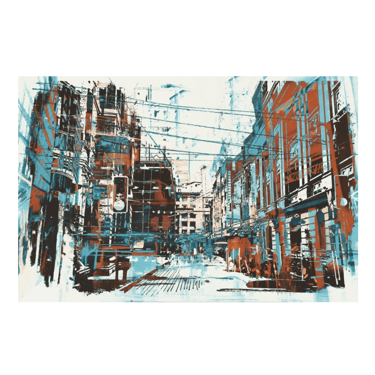 Şehrin Arka Sokağı Yağlı Boya Dokulu TabloYağlı Boya Dokulu Şehir TablolarıTablolife