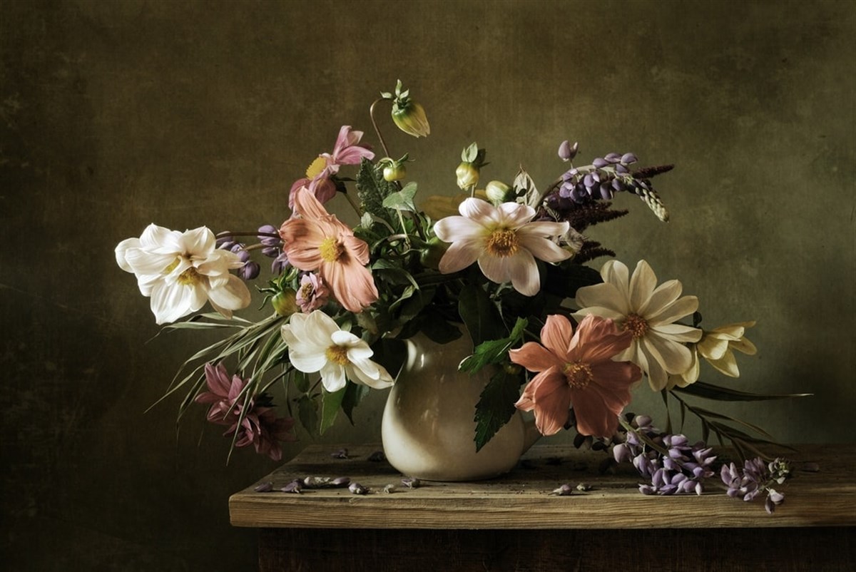 Seramik Vazoda Çiçekler - Kanvas Tablo