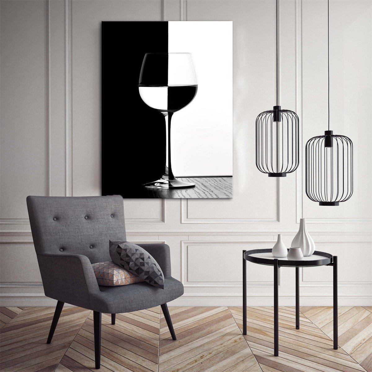 Siyah Beyaz Kadeh Kanvas TabloObjeTablolife.com