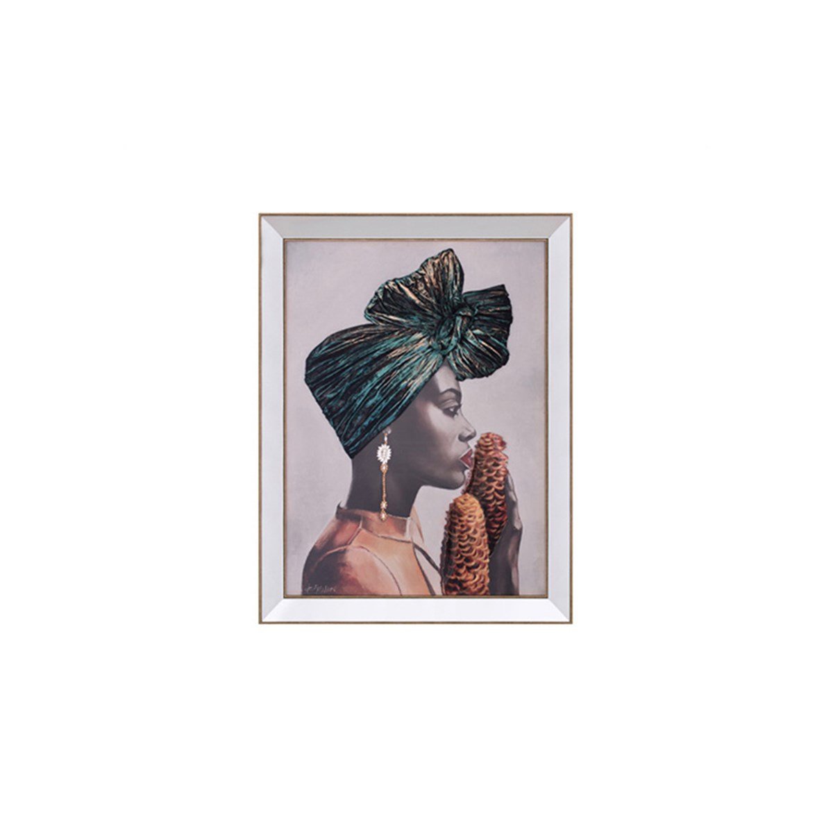 Siyahi Kadın - Ayna Çerçeveli Tablo