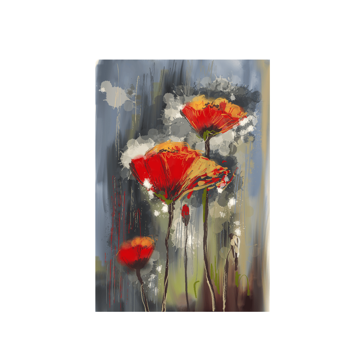 Soyut Gelincikler Yağlı Boya Dokulu TabloYağlı Boya Dokulu Çiçek TablolarıTablolife