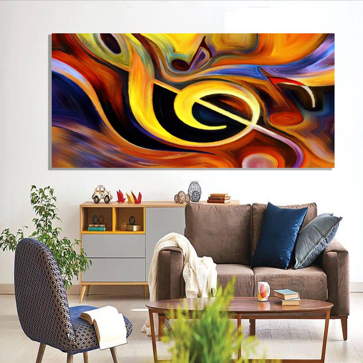 Soyut Nota Yağlı Boya Dokulu TabloYağlı Boya Dokulu Soyut TablolarTablolife.com