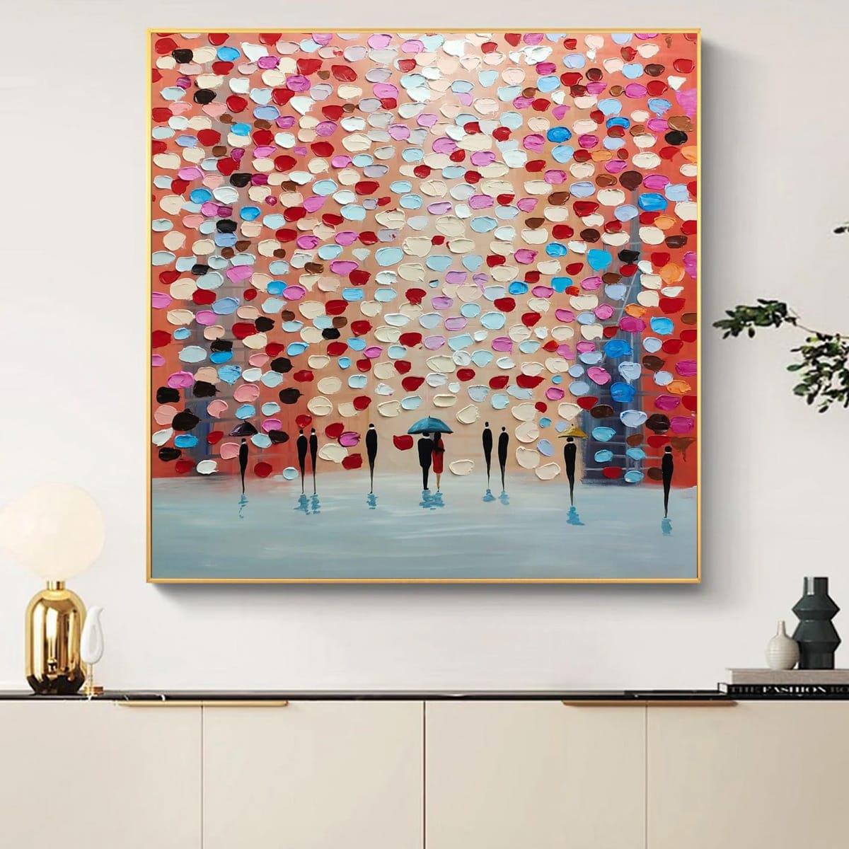 Soyut Renk Yağmuru 3D Yağlı Boya Tablo3D Yoğun Yağlı Boya TablolarTablolife