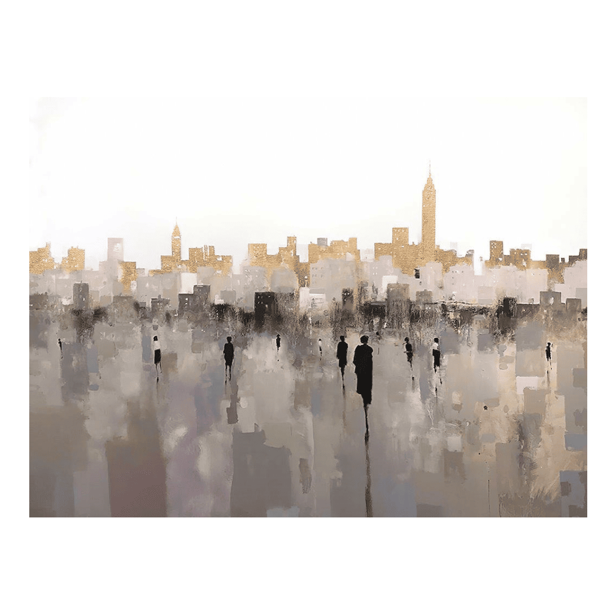 Soyut Şehirde Gölgeler Yağlı Boya Dokulu TabloYağlı Boya Dokulu Soyut TablolarTablolife