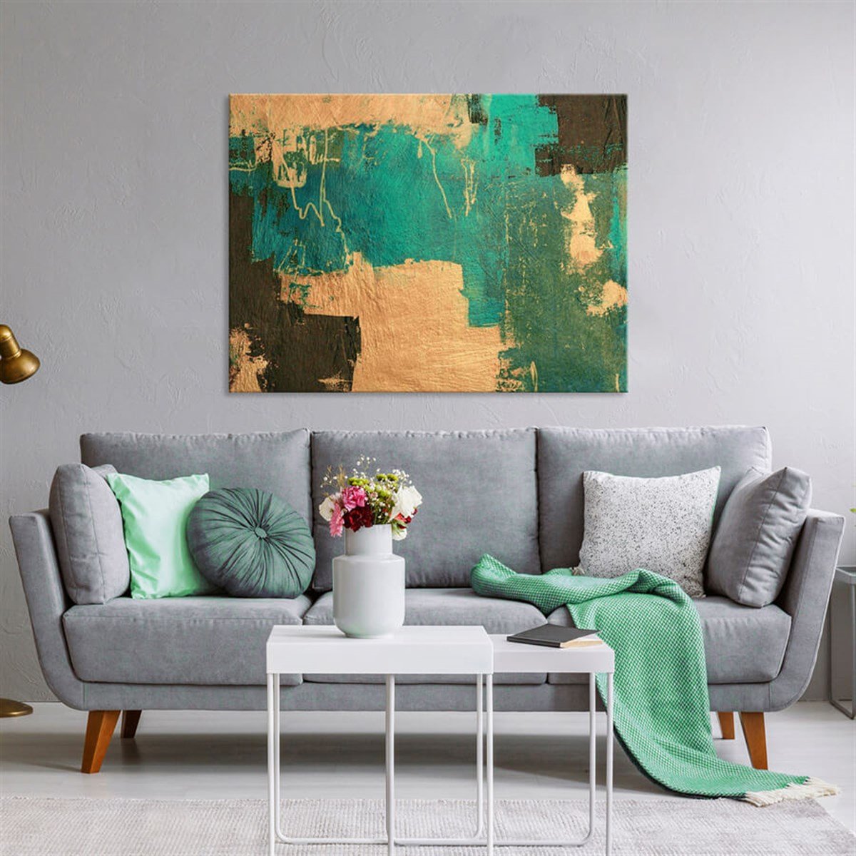 Turkuaz Günler - Yağlı Boya Dokulu Tablo