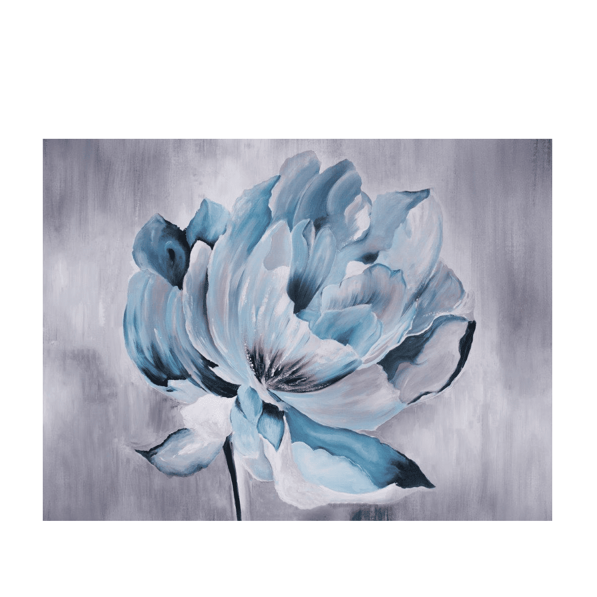 Unique Blue Flower Yağlı Boya Dokulu TabloYağlı Boya Dokulu Çiçek TablolarıTablolife