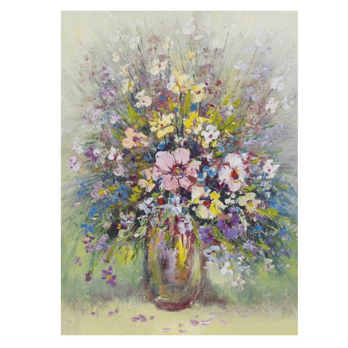 Vazodaki Kır Çiçekleri Yağlı Boya Dokulu TabloYağlı Boya Dokulu Çiçek TablolarıTablolife