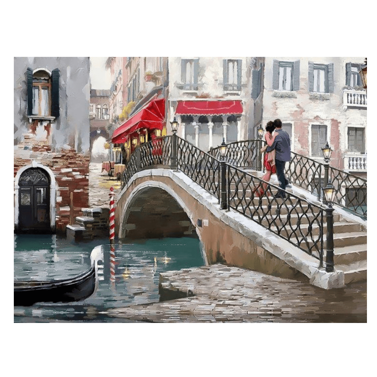 Venedik'te Aşk Yağlı Boya Dokulu TabloYağlı Boya Dokulu Manzara TablolarıTablolife