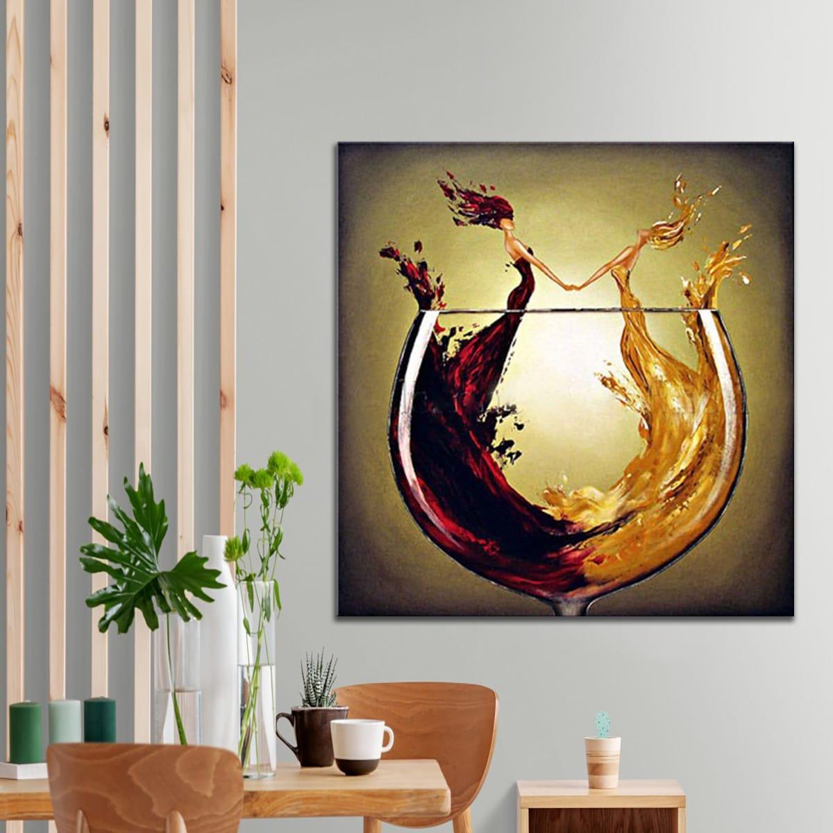 Vino Yağlı Boya Dokulu TabloYağlı Boya Dokulu Kadın Temalı TablolarTablolife.com