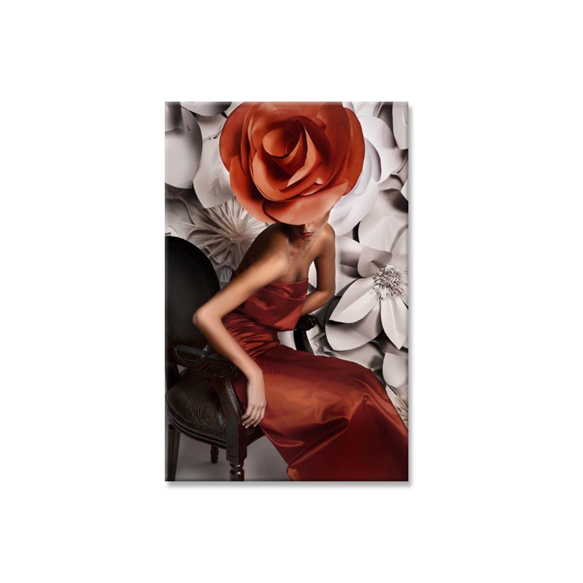 Woman And Rose - Büyük Boy Kanvas TabloBüyük Boy Kanvas TablolarTablolife.com