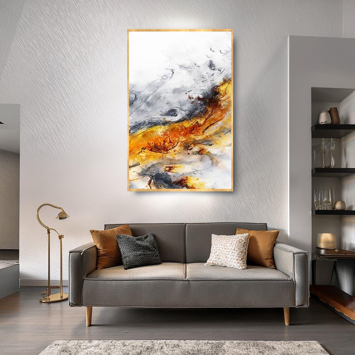 Yellow Discharge Yağlı Boya Dokulu TabloYağlı Boya Dokulu Soyut TablolarTablolife