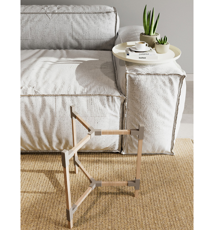 Fixwood Fix-2023-1 Çok Amaçlı Tepsili Sehpa Çam Bej