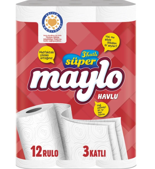 Maylo Süper Rulo Kağıt Havlu 12 Rolls 3 Katlı
