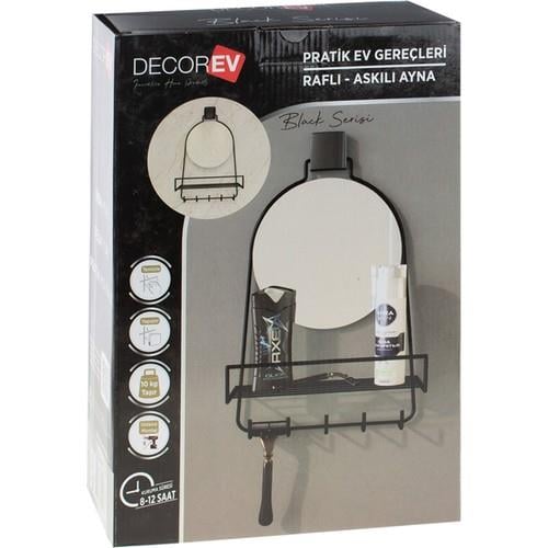 Decorev Dc-5597 Raflı Askılı Ayna Siyah