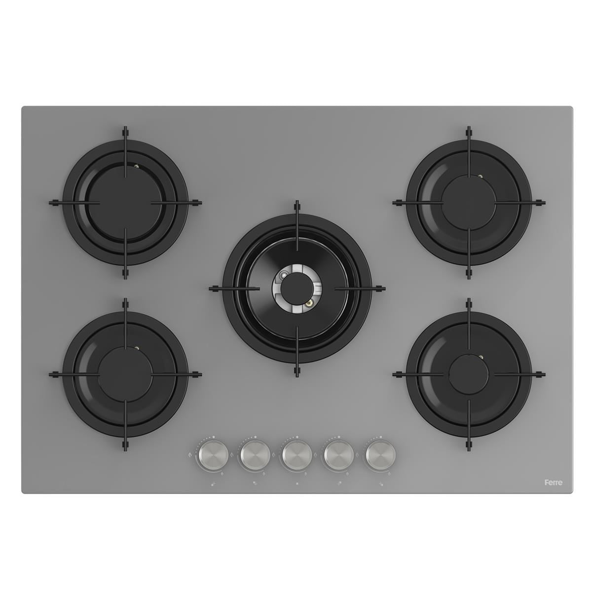 Ferre Rs038 Ankastre Cam Ocak 75 Cm Gri Wok Gözlü