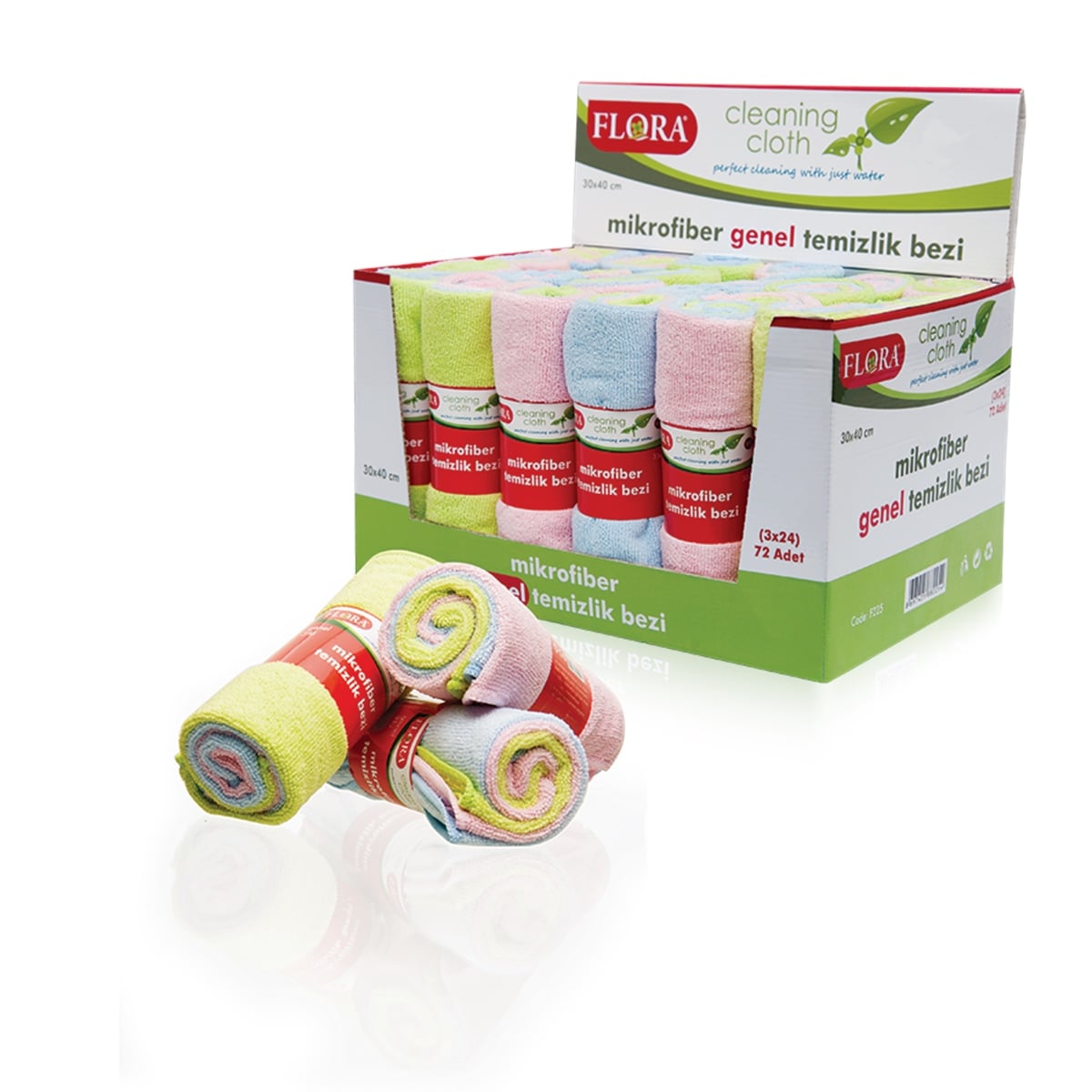 FLORA 3'LÜ MİKROFİBER RULO BEZ 30X40