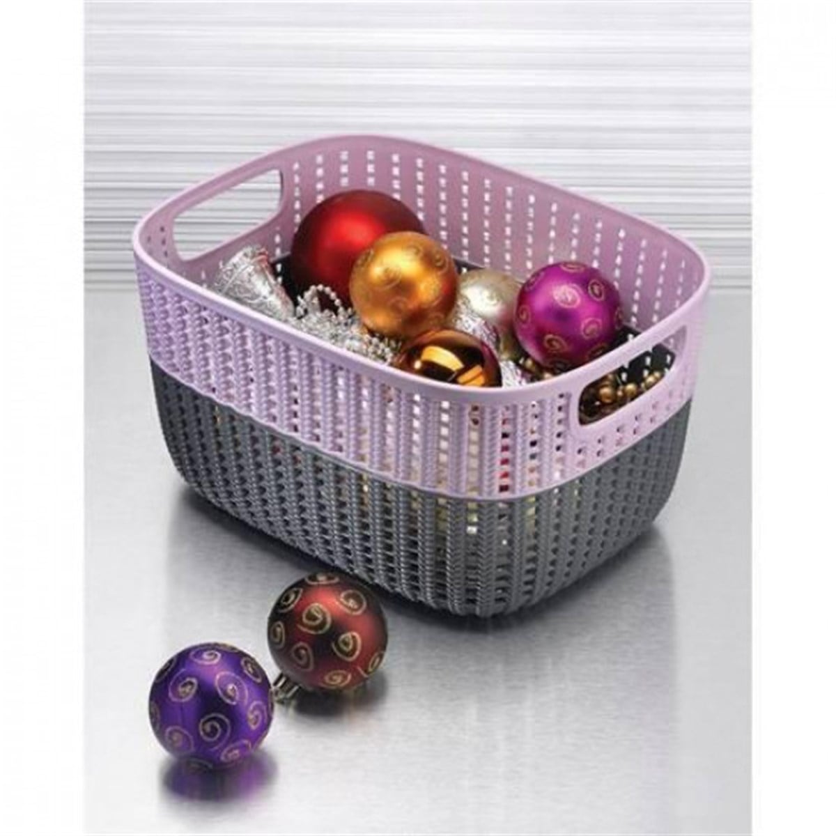 GONDOL ÖRGÜ DESEN SEPET 3 LT ÇİFT RENK