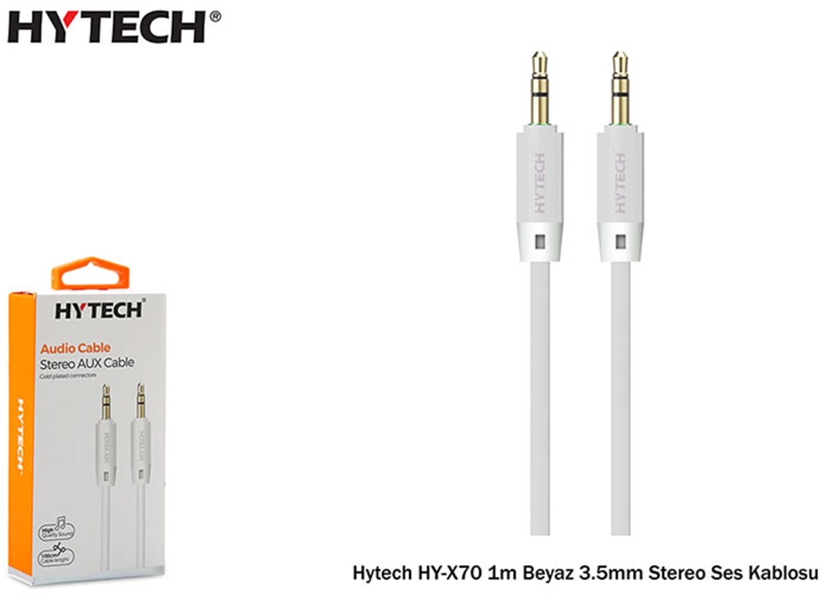 HYTECH X70 STERO AUX KABLO 1 MT 3,5MM BEYAZ