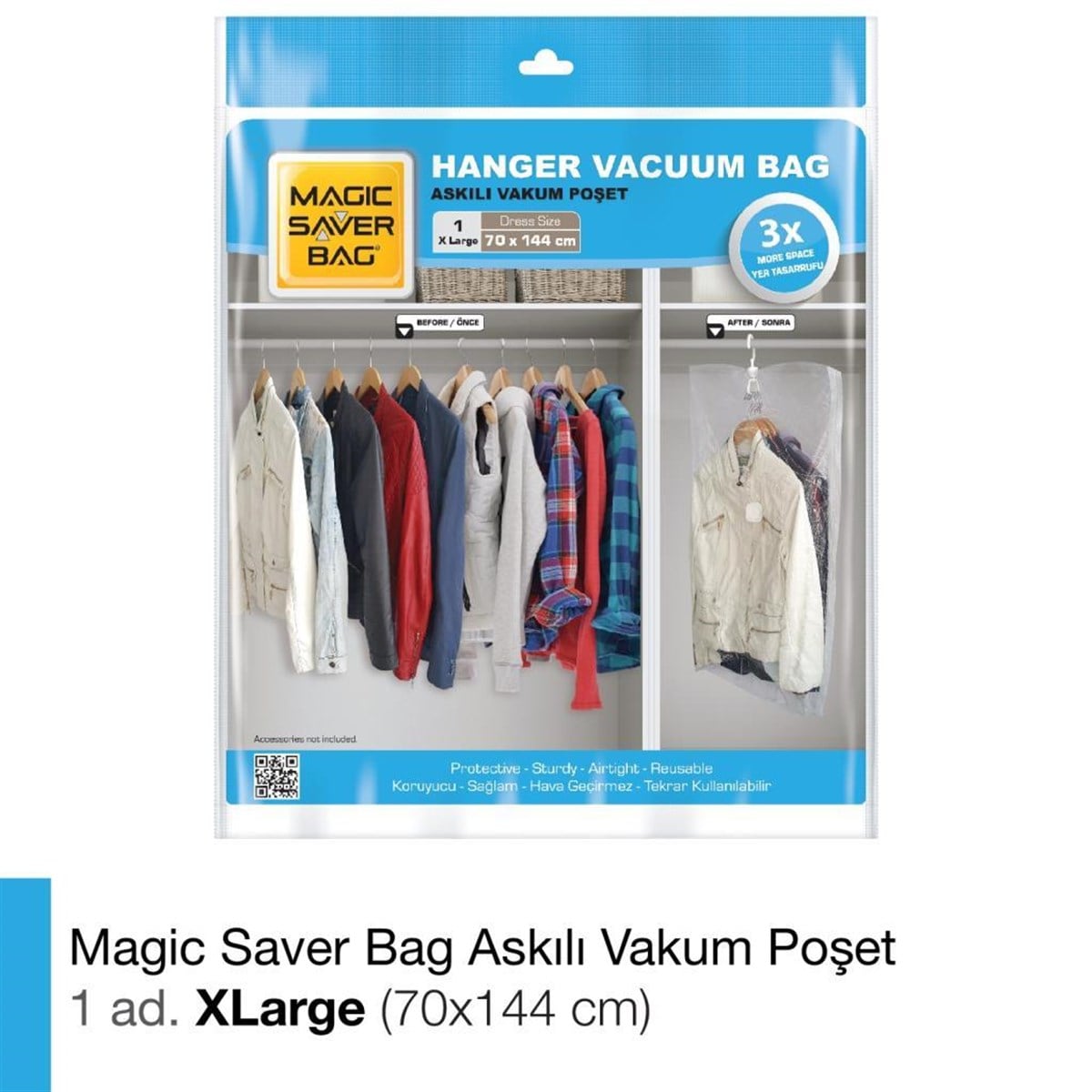 MAGİC ASKILI VAKUMLU POŞET XL 70X144 TEKLİ