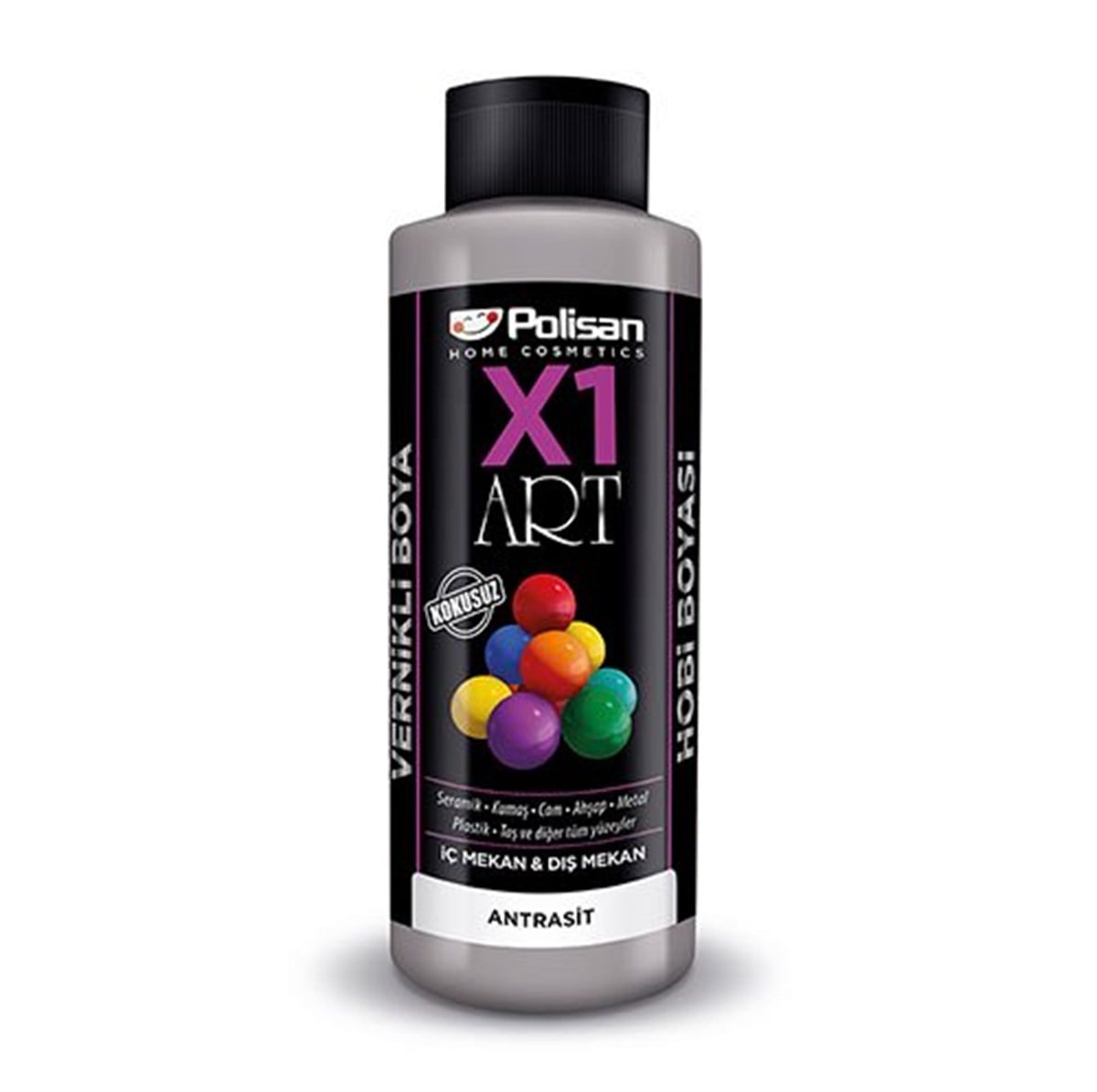 Polisan X1 Art Vernikli Boya Antrasit 120 Ml