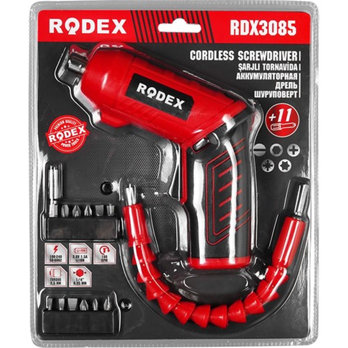 Rodex Rdx3085 Akülü Tornavida 3,6V 1,5Ah Li-On Akseuarlı