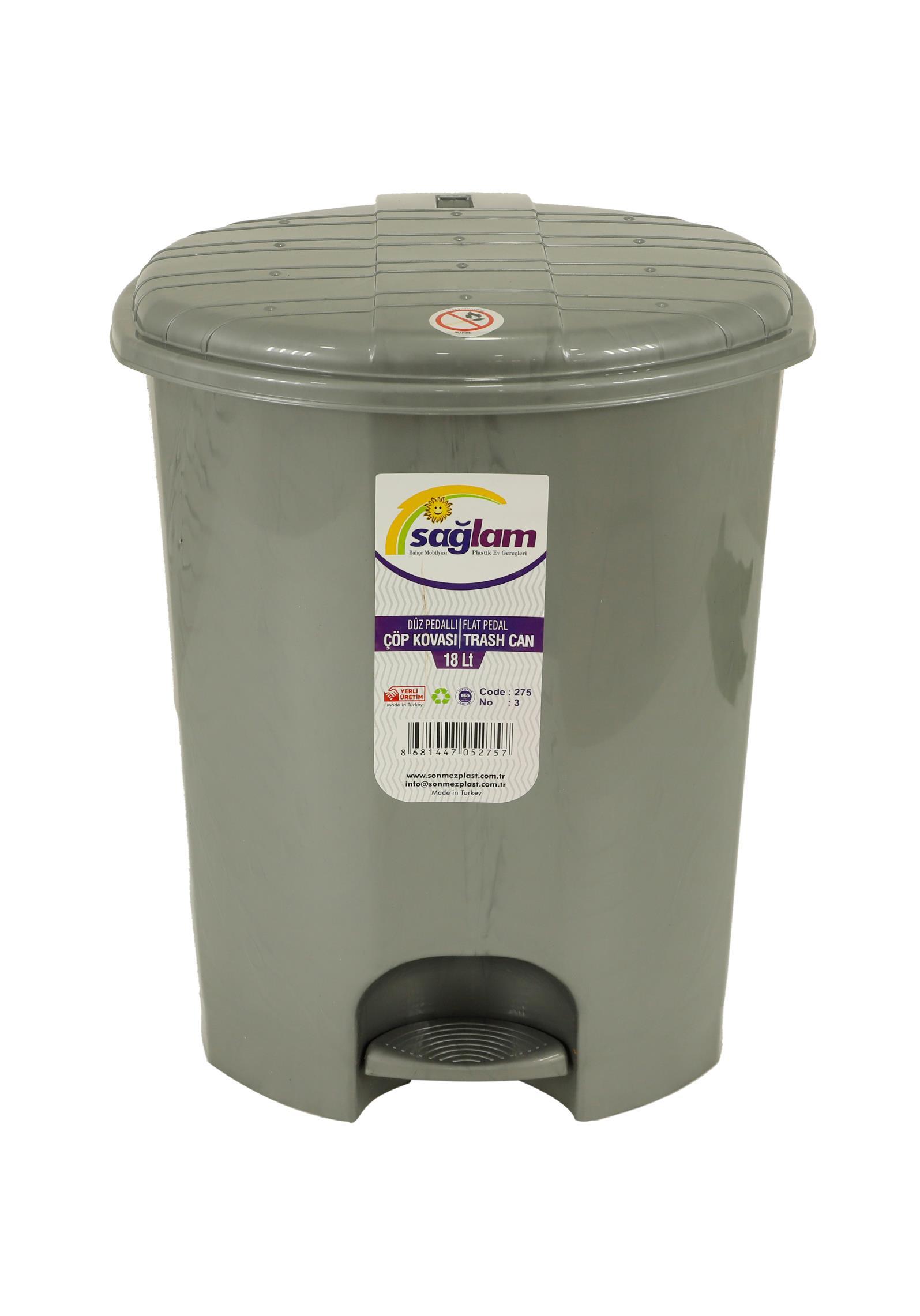 Sağlam Pedallı Çöp Kovası Düz No:3 18 Lt