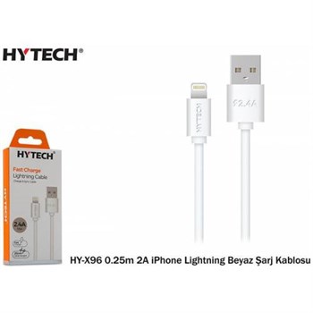 HYTECH X96  İPHONE ŞARJ KABLOSU 0.25M 2A BEYAZ	