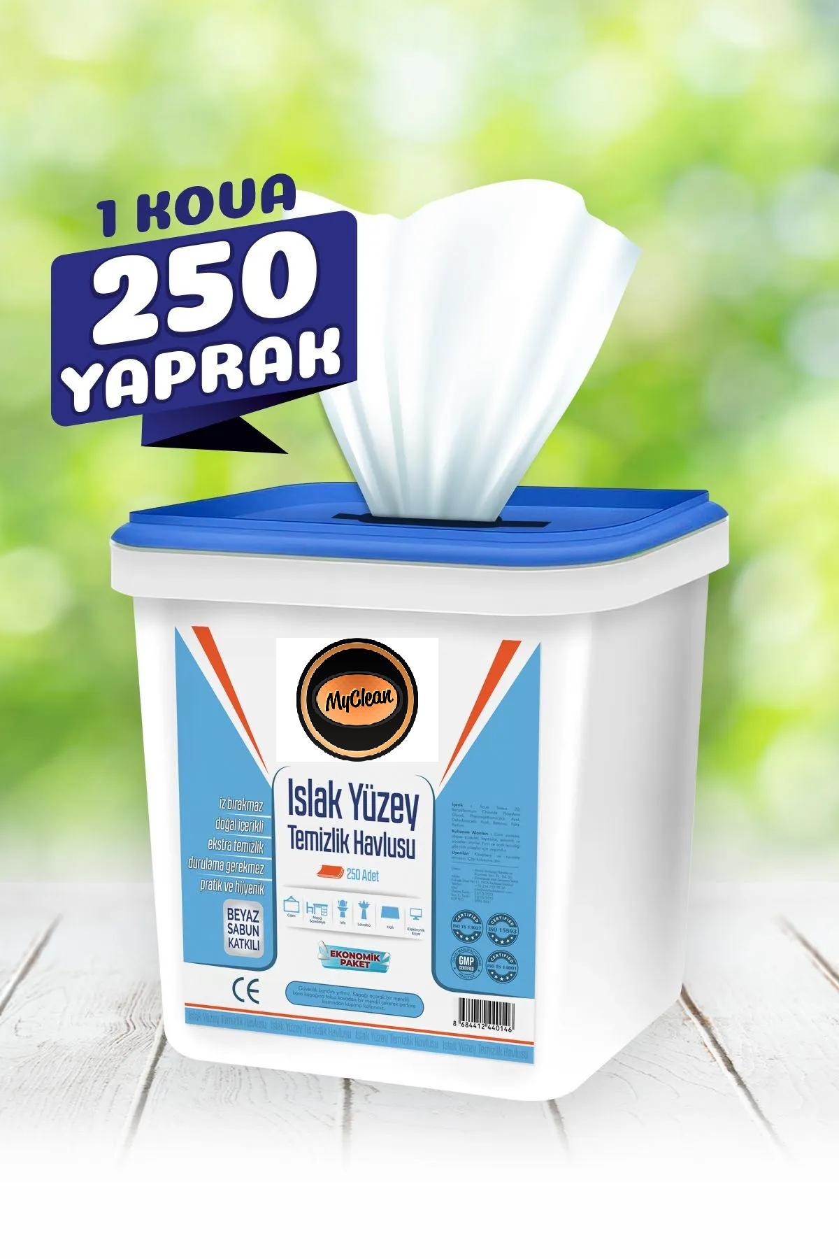 Myclean Islak Yüzey Temizlik Havlusu 250 Li Kova