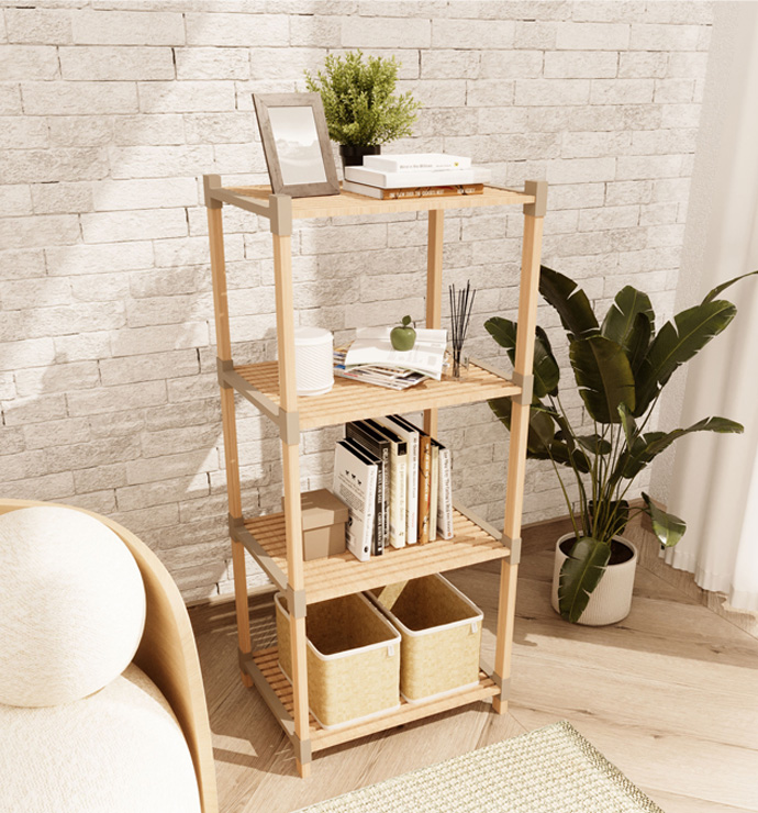 Fixwood Fix-2015-4 Çok Amaçlı 4 Lü Raf Çam-Bej