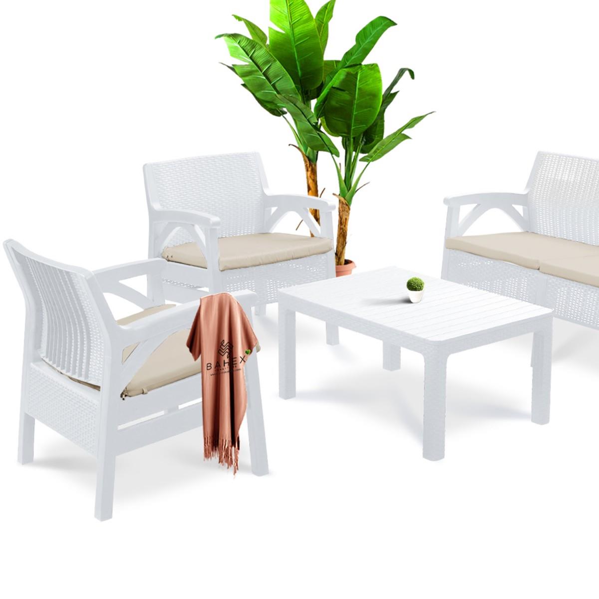 Bh Santana Rattan Oturma Grubu 5'Li V2 Camsız Sehpalı Balkon Bahçe Oturma Grubu