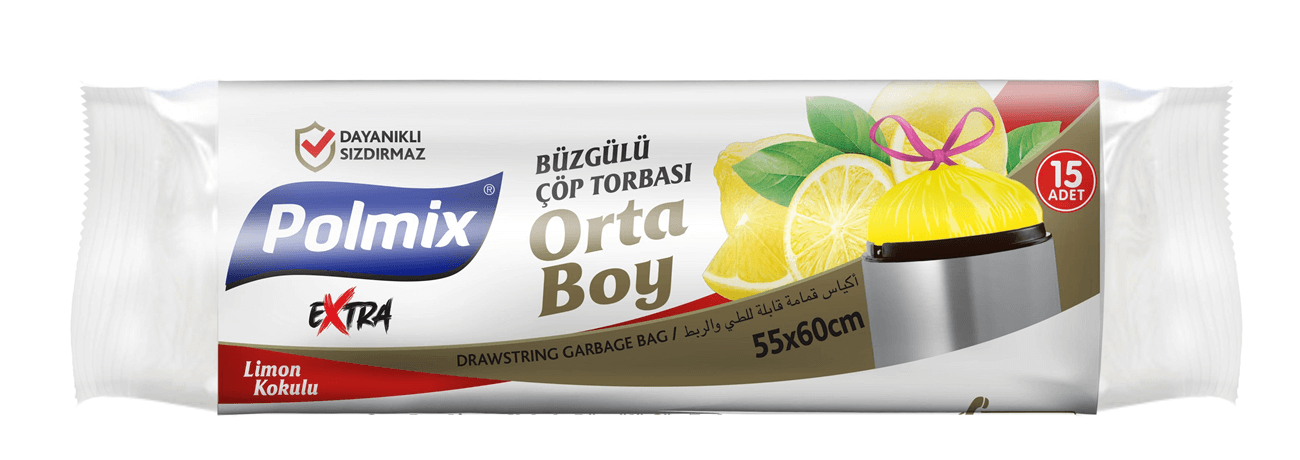 Polmix Büzgülü Çöp Torbası 55X60 120 Gr Limon