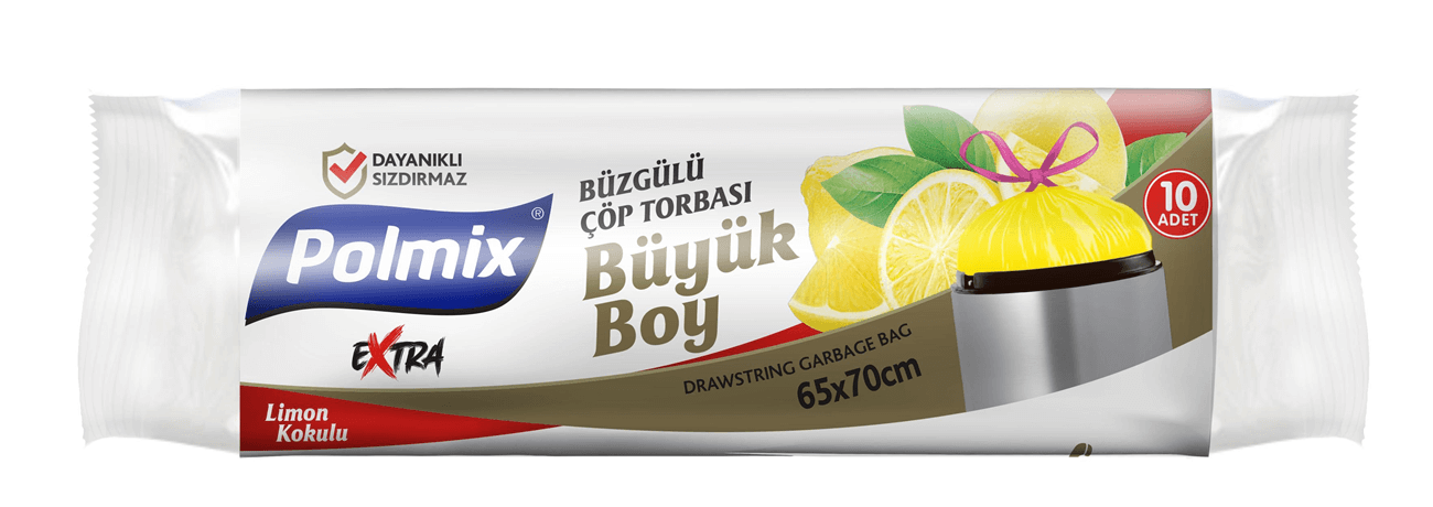 Polmix Büzgülü Çöp Torbası 65X70 150 Gr Limon