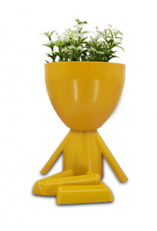 Figürlü Dekoratif Saksıda Çiçek Bordo 4 Adet