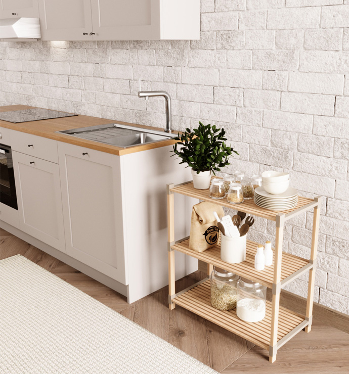 Fixwood Fix-2014-3 Çok Amaçlı 3 Lü Raf Çam-Bej