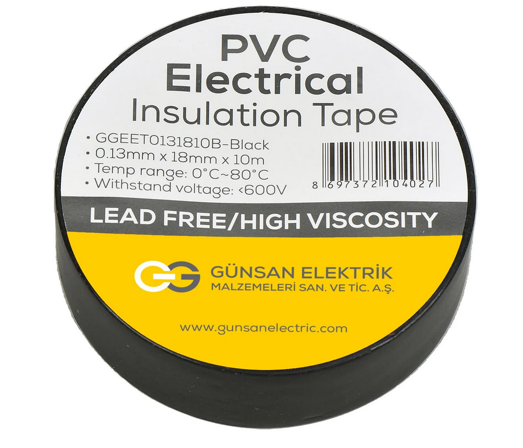 Günsan Pvc Elektrik Bantı 18Mm Siyah 10 Mt