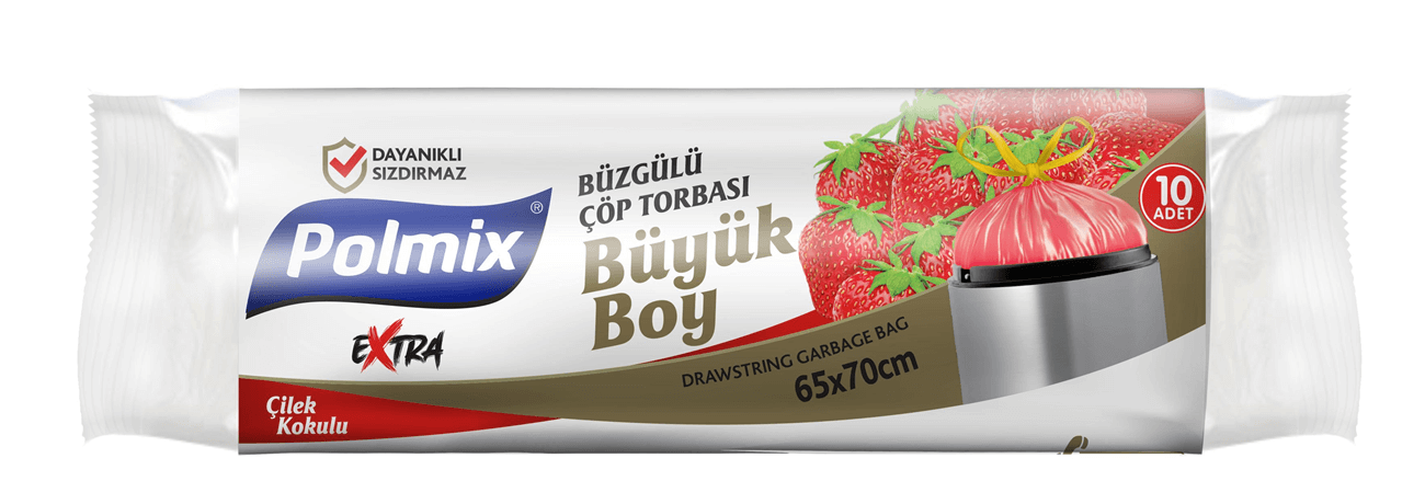 Polmix Büzgülü Çöp Torbası 65X70 150 Gr Çilek