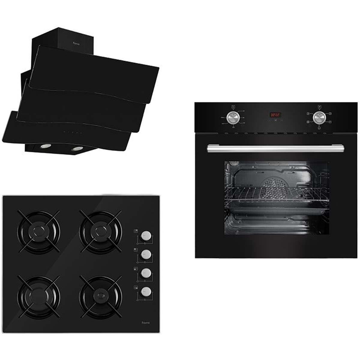 FERRE SİYAH BANGOR 3'LÜ SET D023 DAVL 2140 OCAK 6010 FIRIN