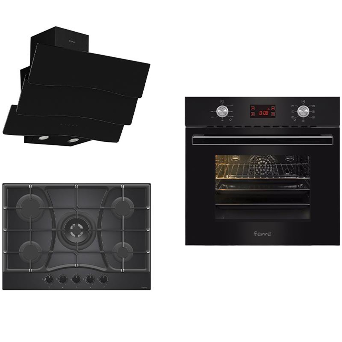 FERRE SİYAH STONE 3'LÜ SET D023 DAVL BF035 OCAK 10002 FIRIN
