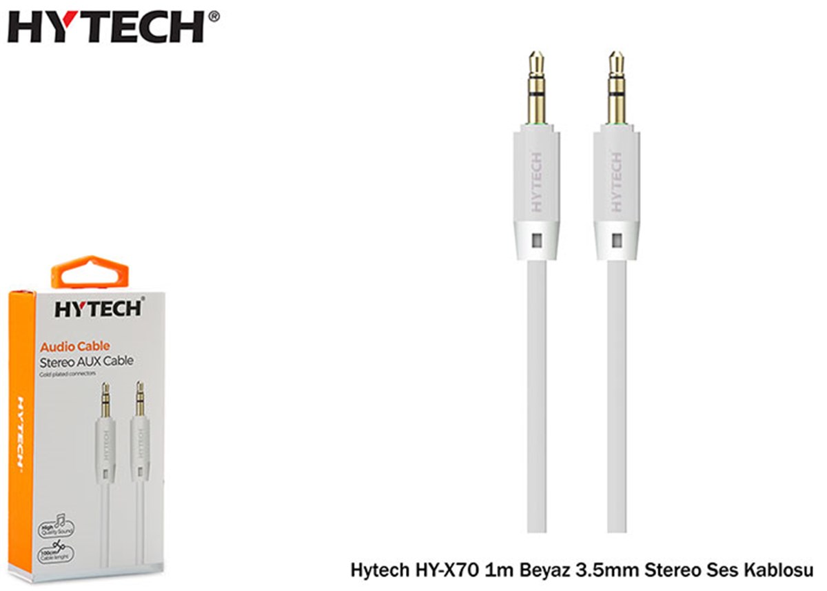 HYTECH X70 STERO AUX KABLO 1 MT 3,5MM BEYAZ