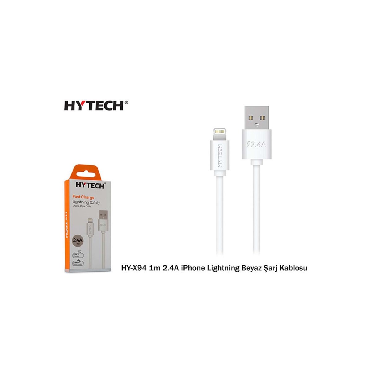 HYTECH X97 İPHONE LİGHTNİNG ŞARJ KABLOSU 1M 2.4A BEYAZ	